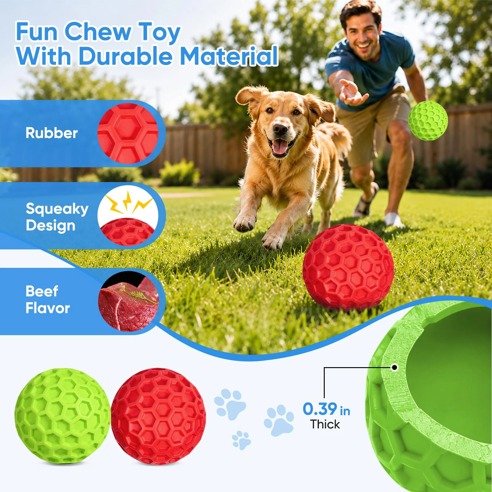 Squeaky Dog Balls Toy 2 Pack, Interactive Toys For Aggressive Chewers, Dogs, Durable… — image 4