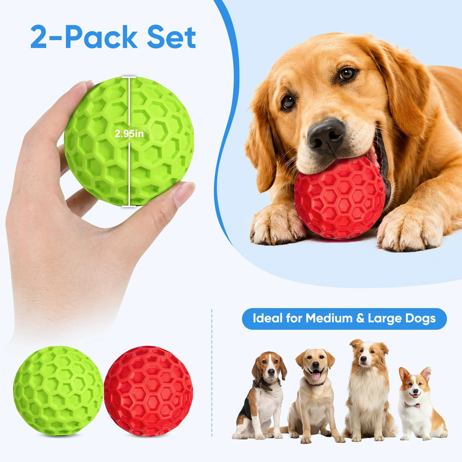 Squeaky Dog Balls Toy 2 Pack, Interactive Toys For Aggressive Chewers, Dogs, Durable… — image 6