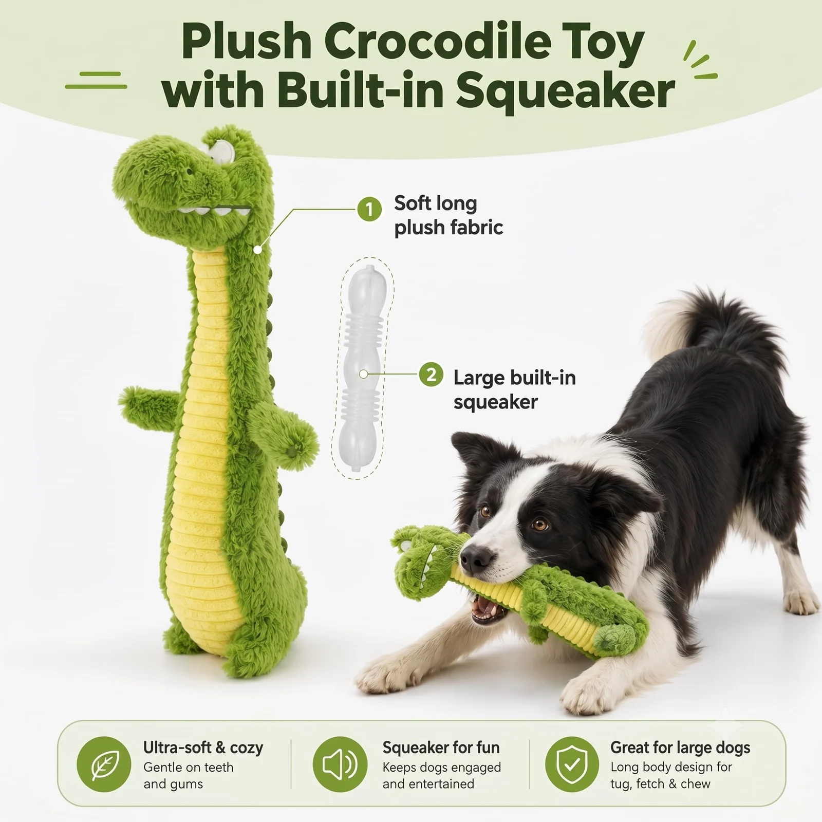 Squeaky Dog Plush Chew Toy, Interactive Tug Toy For Chewers, Medium & Large Dogs Fetch… — image 7