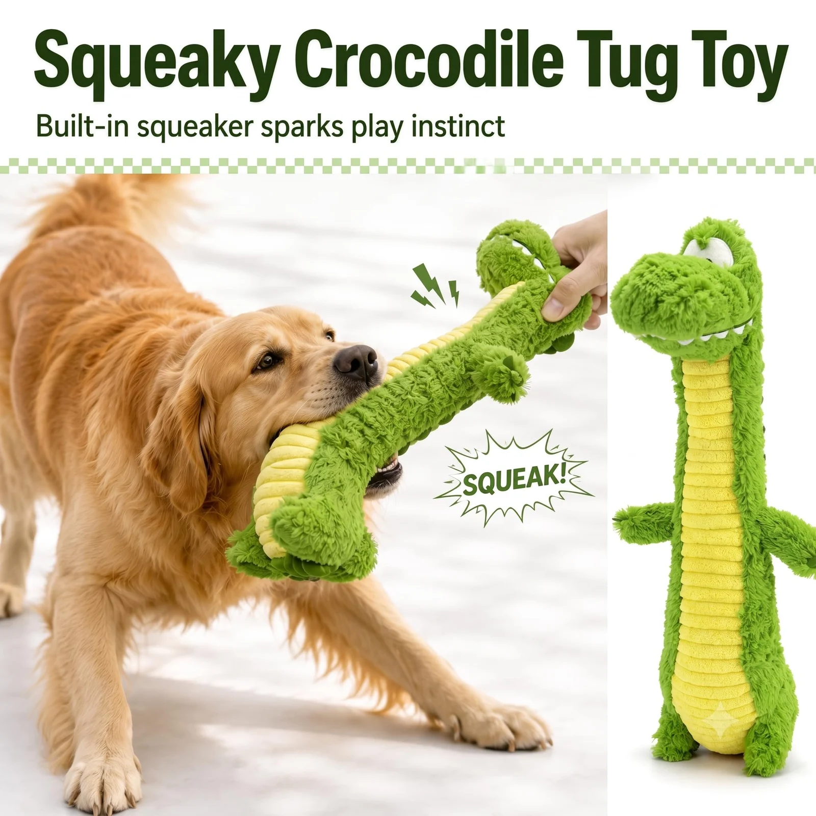 Squeaky Dog Plush Chew Toy, Interactive Tug Toy For Chewers, Medium & Large Dogs Fetch… — image 8