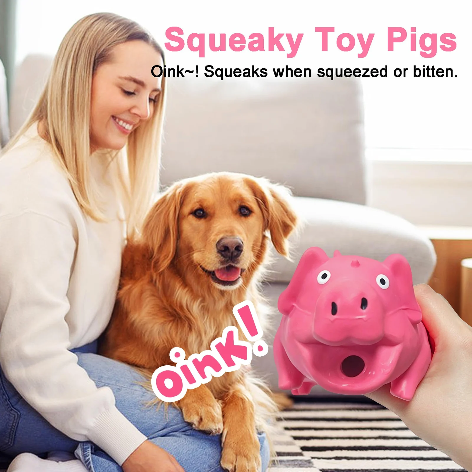 Squeaky Pig Dog Toy That Oinks, Latex 7.3 In Grunting Toys, Durable Chewing Toys For… — image 7