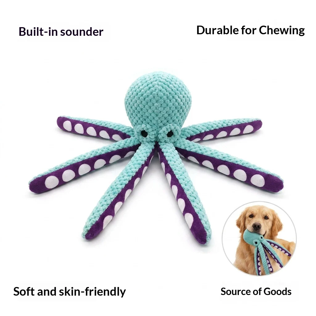 Squeaky Six-legged Octopus Plush Chew Toy For Cats & Dogs — image 4