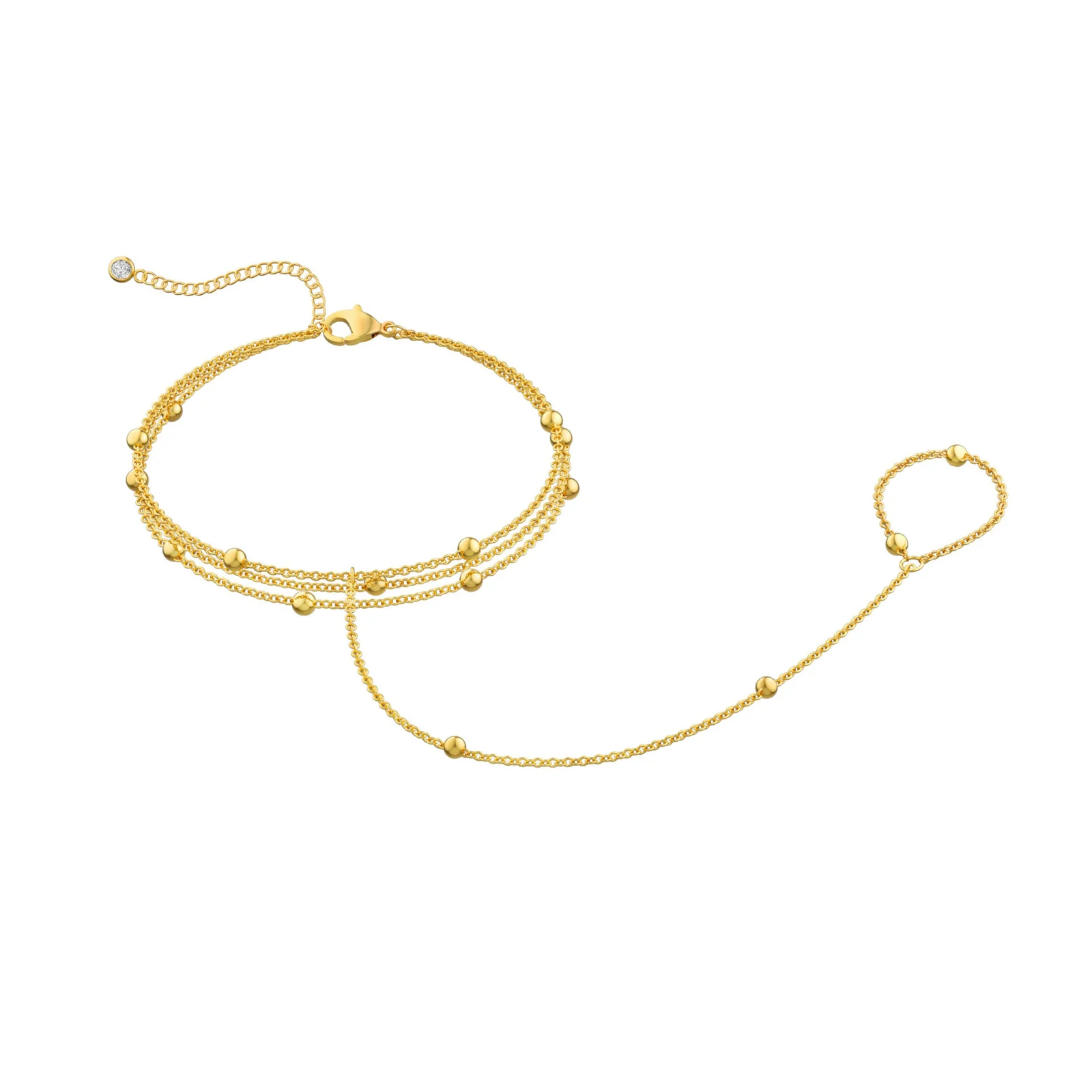 Stainless Steel 18K Gold Clip-ball Chain Fingerless Bracelet — image 5