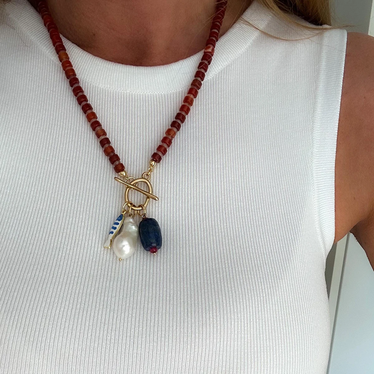 Stainless Steel Colorfast Beaded Necklace For Women — image 7