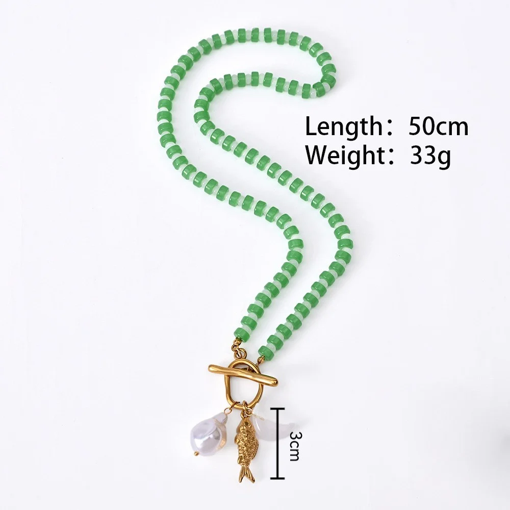 Stainless Steel Colorfast Beaded Necklace For Women — image 9