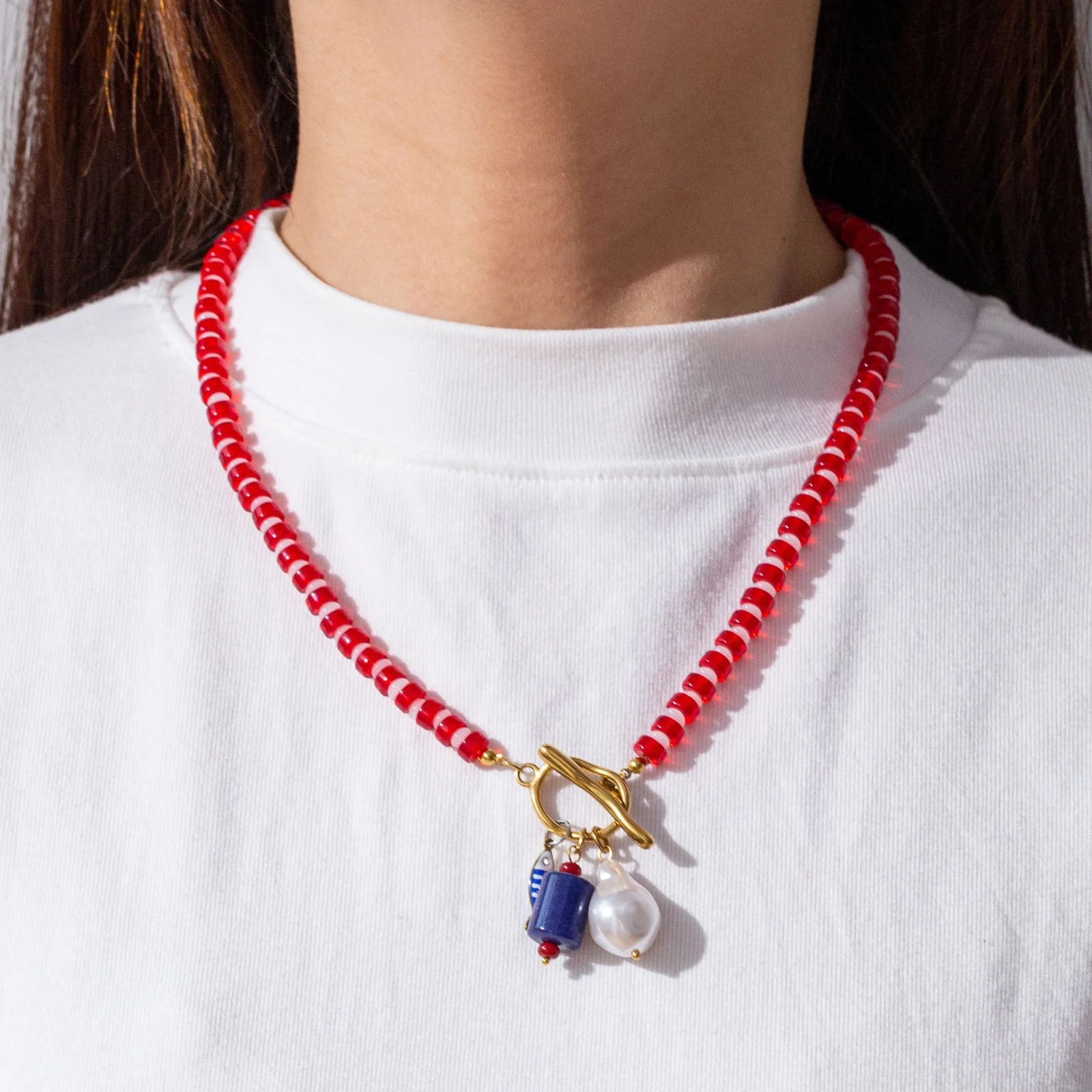 Stainless Steel Colorfast Beaded Necklace For Women — image 5