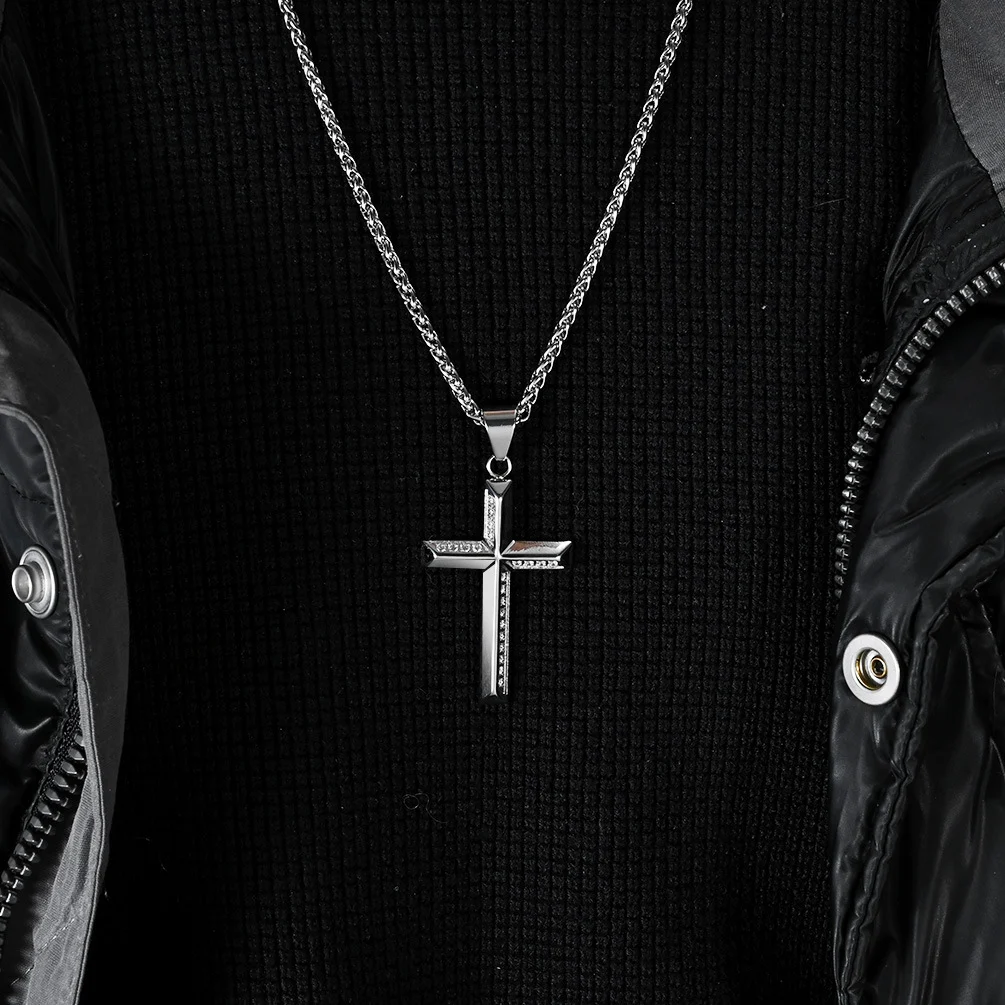 Stainless Steel Cross Full-diamond Necklace — image 3