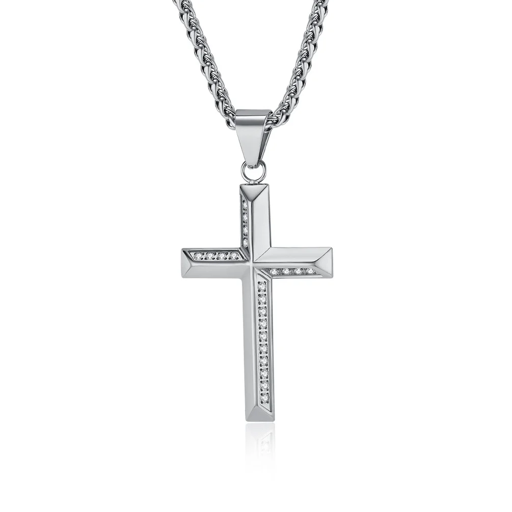 Stainless Steel Cross Full-diamond Necklace — image 5