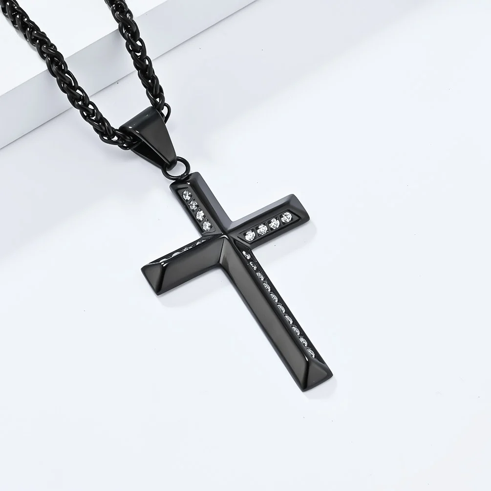 Stainless Steel Cross Full-diamond Necklace — image 2