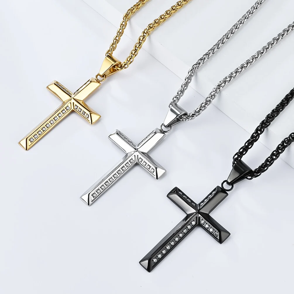 Stainless Steel Cross Full-diamond Necklace — image 4