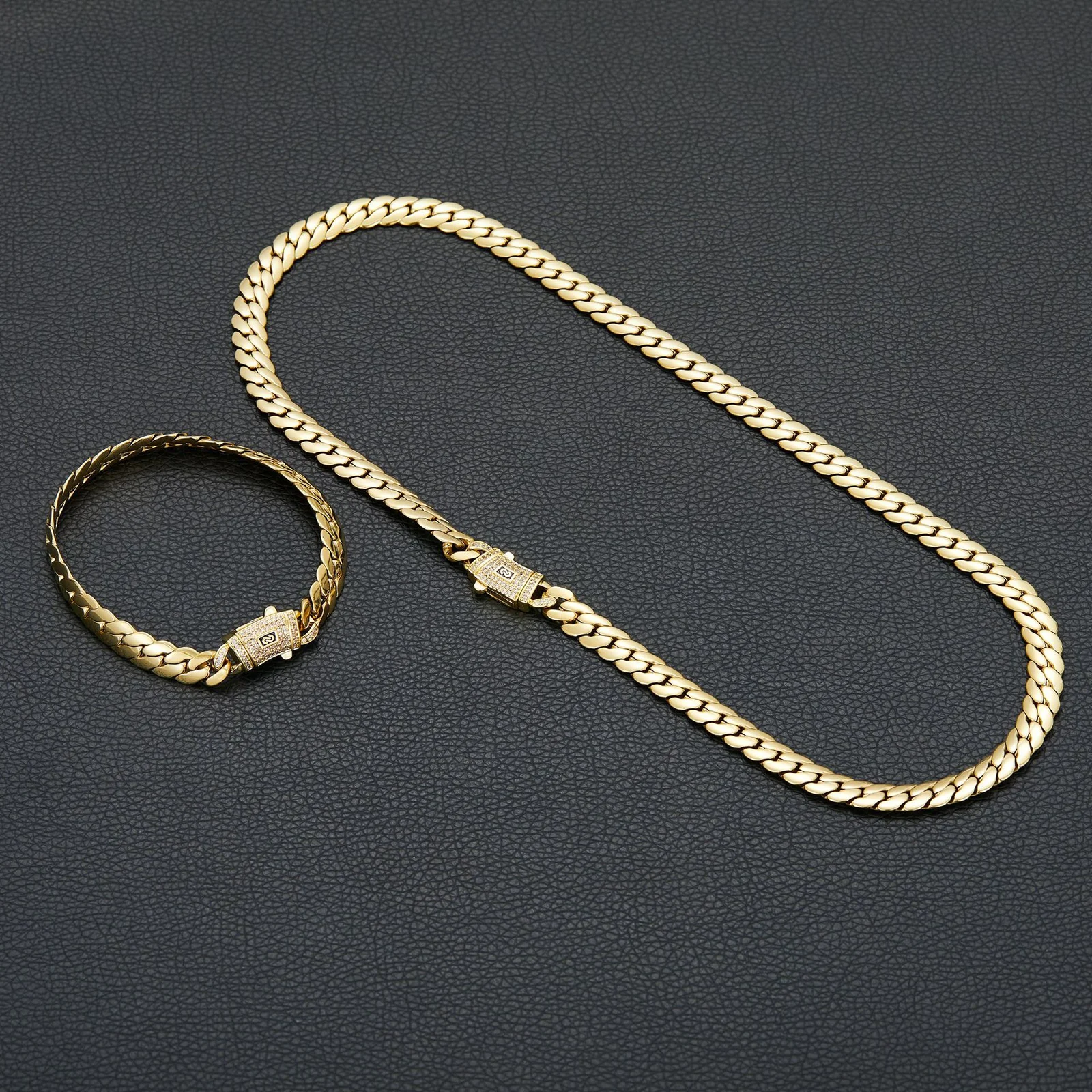 Stainless Steel Encrypted Drill-clasp Necklace Or Bracelet Set - Minimalist Fashion… — image 4