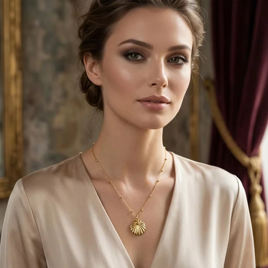 Stainless Steel Gold Tone Ocean Animal Pendant Necklace For Women Ball Bead Chain Sea… — image 2