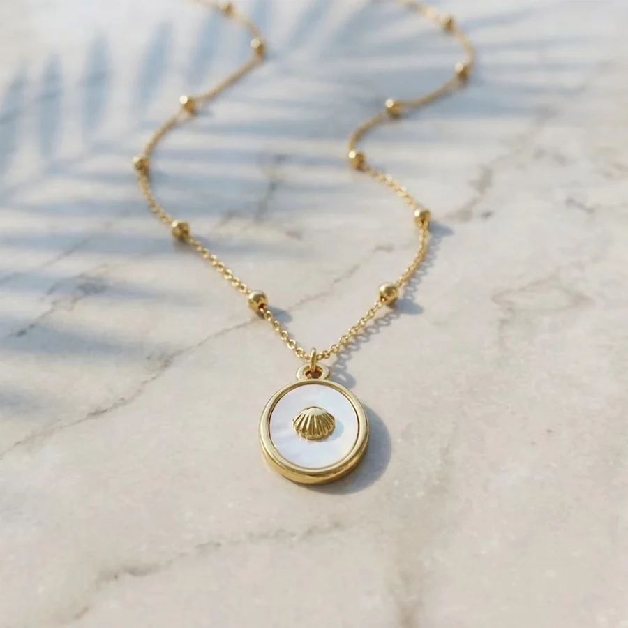 Stainless Steel Gold Tone Ocean Animal Pendant Necklace For Women Ball Bead Chain Sea… — image 4