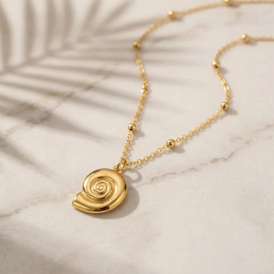 Stainless Steel Gold Tone Ocean Animal Pendant Necklace For Women Ball Bead Chain Sea… — image 7