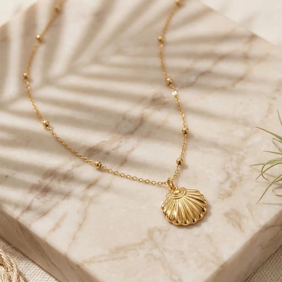 Stainless Steel Gold Tone Ocean Animal Pendant Necklace For Women Ball Bead Chain Sea… — variant image