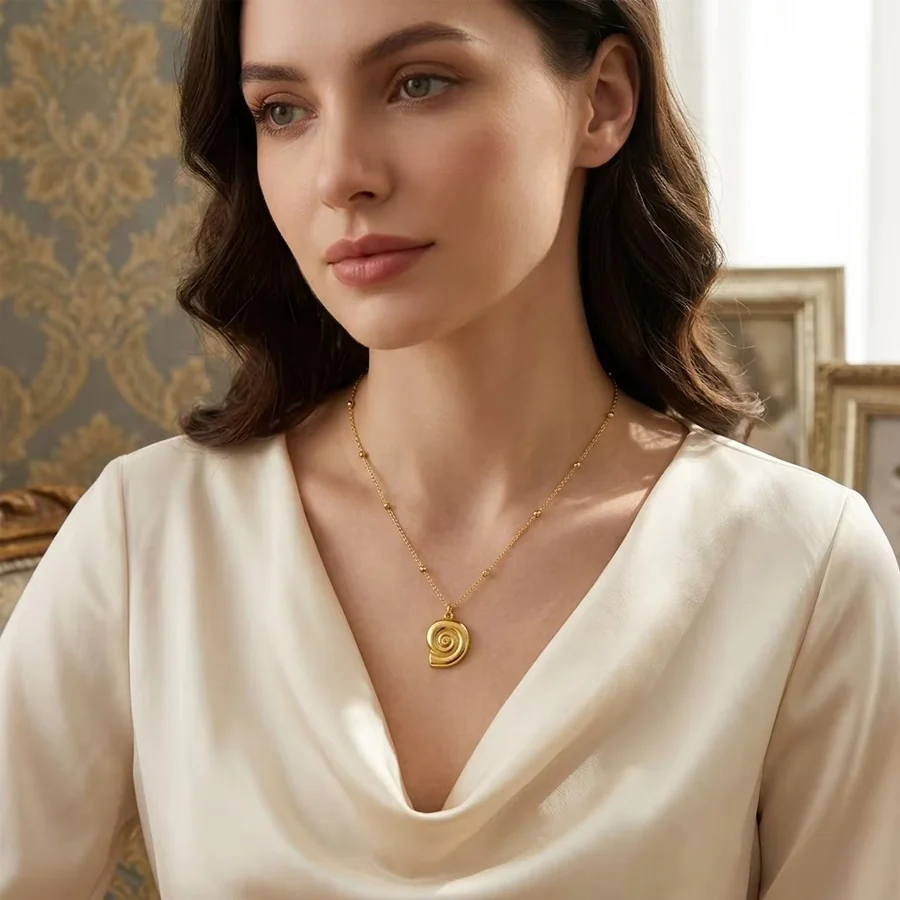 Stainless Steel Gold Tone Ocean Animal Pendant Necklace For Women Ball Bead Chain Sea… — image 8