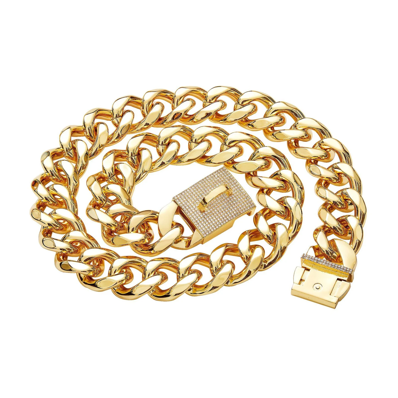 Stainless Steel Golden Single Six-row Diamond-encrusted Pet Dog Necklace Collar — image 2