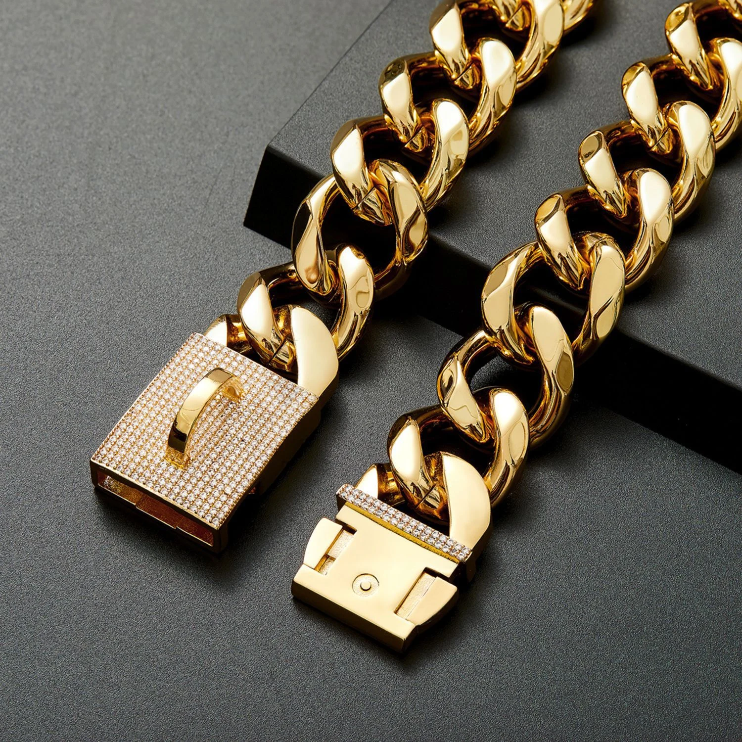 Stainless Steel Golden Single Six-row Diamond-encrusted Pet Dog Necklace Collar — image 5