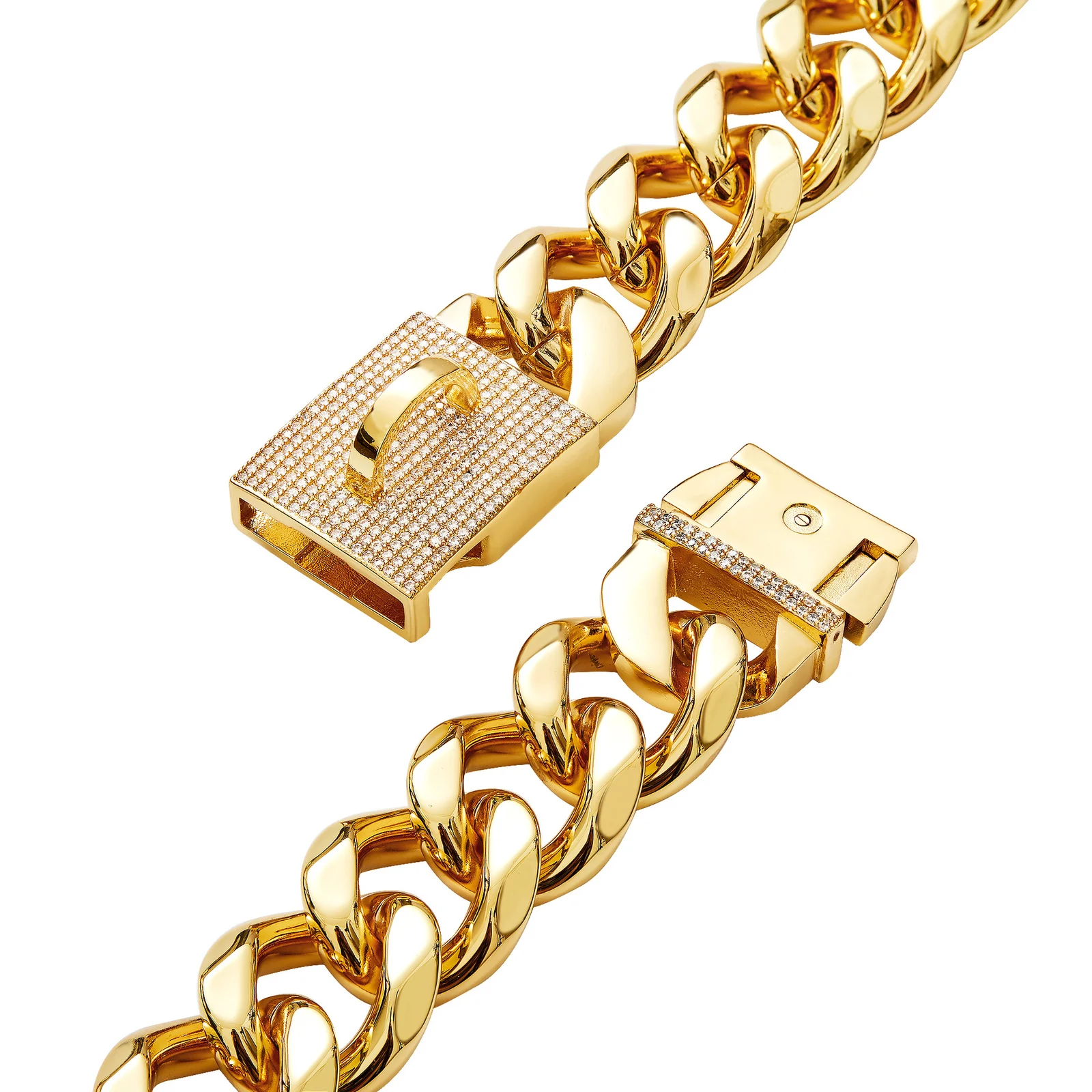 Stainless Steel Golden Single Six-row Diamond-encrusted Pet Dog Necklace Collar — image 3