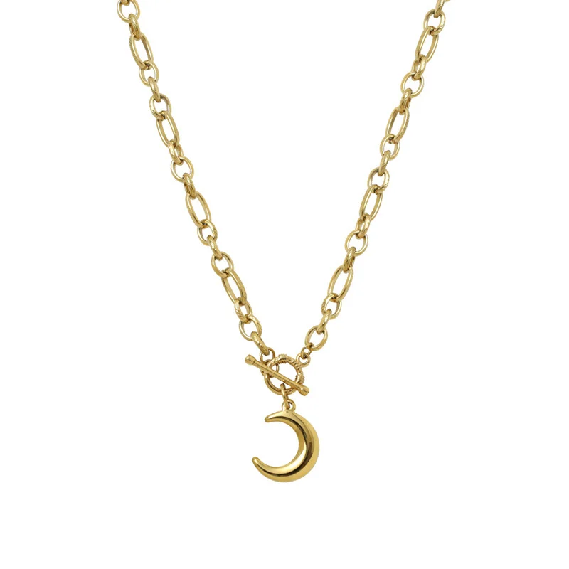 Stainless Steel Moon Pendant Necklace For Women Light Luxury — image 3