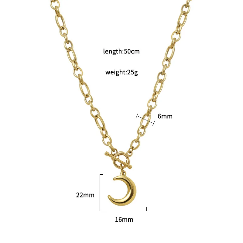 Stainless Steel Moon Pendant Necklace For Women Light Luxury — image 4