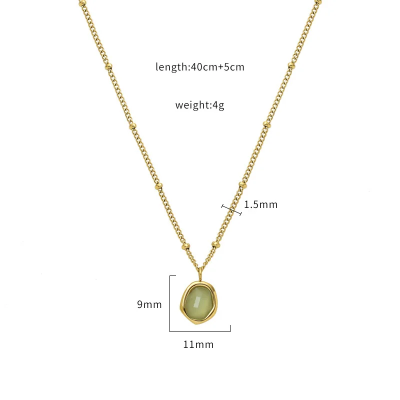 Stainless Steel Oval Cats Eye Pendant Necklace For Women — image 4