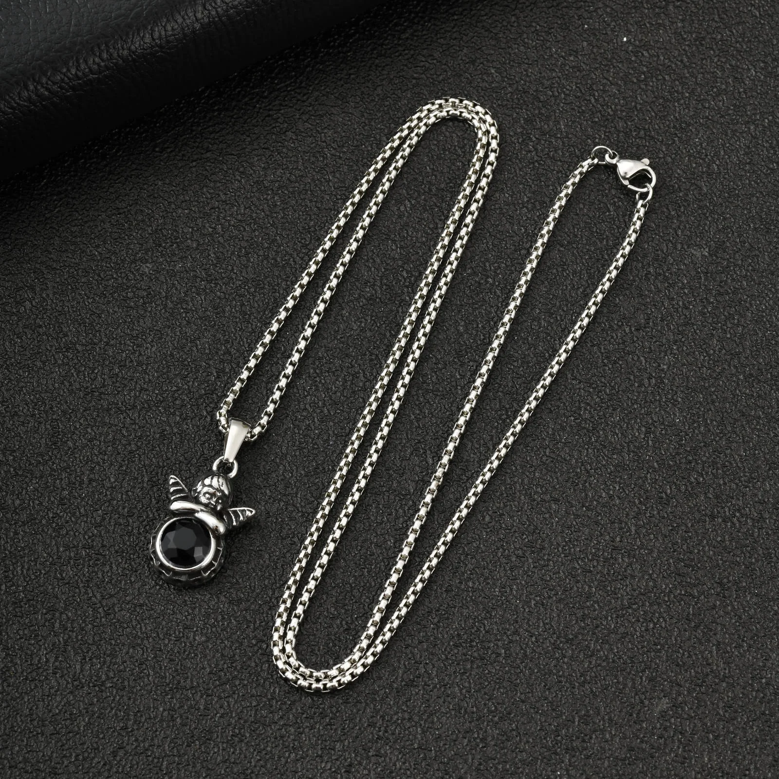 Stainless Steel Vintage Necklace For Women Featuring Angel And Tigers Eye Stone — image 2