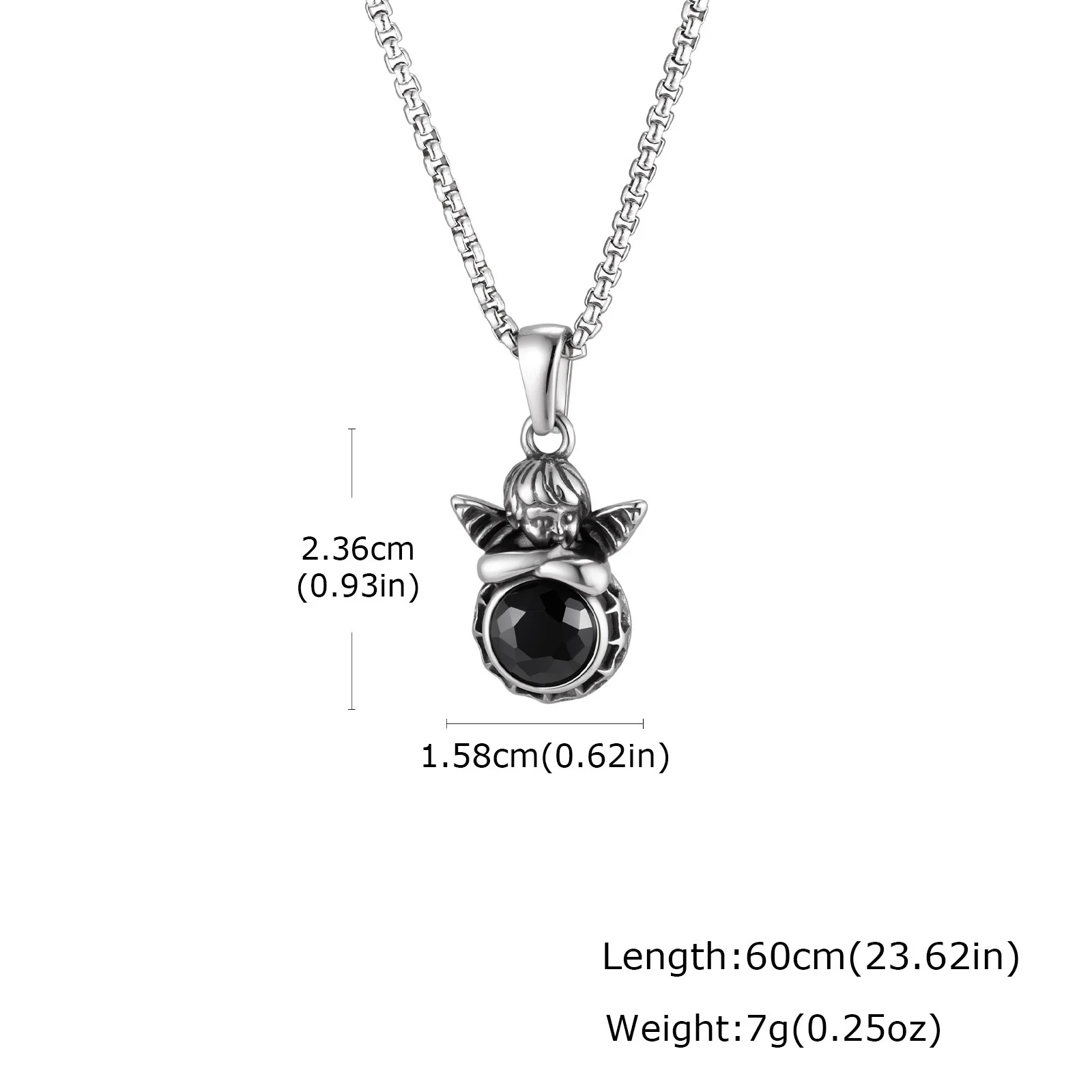 Stainless Steel Vintage Necklace For Women Featuring Angel And Tigers Eye Stone — image 4
