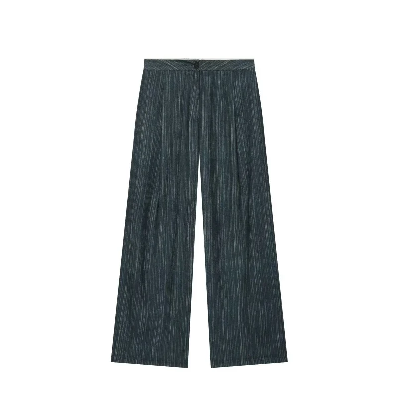 Stand-collar Linen Striped Blazer With Trousers — image 3