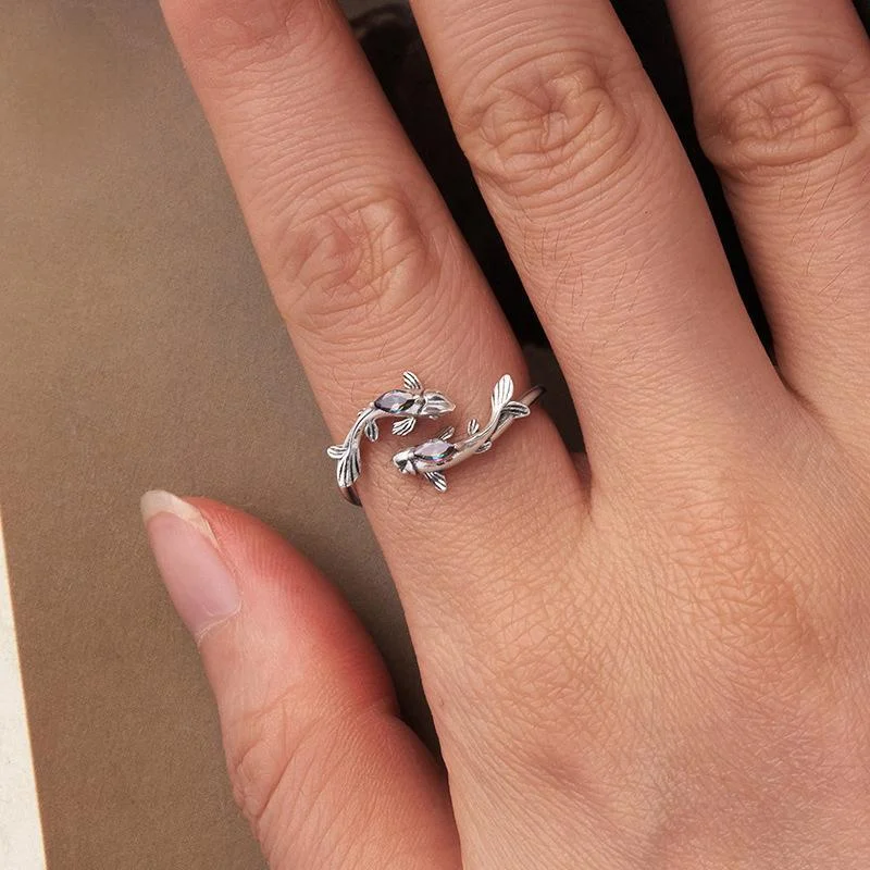 Sterling Silver Fashionable Adjustable Pisces Ring — image 2