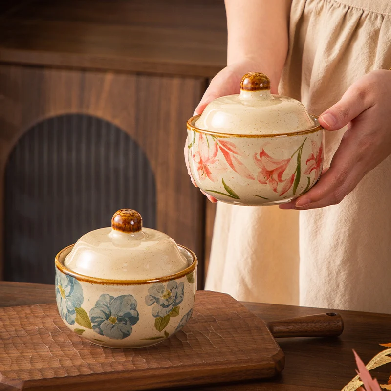 Stew Pot With Lid Soup For Water-bath Cooking Small Earthenware Casserole Home Use Bowl — image 6