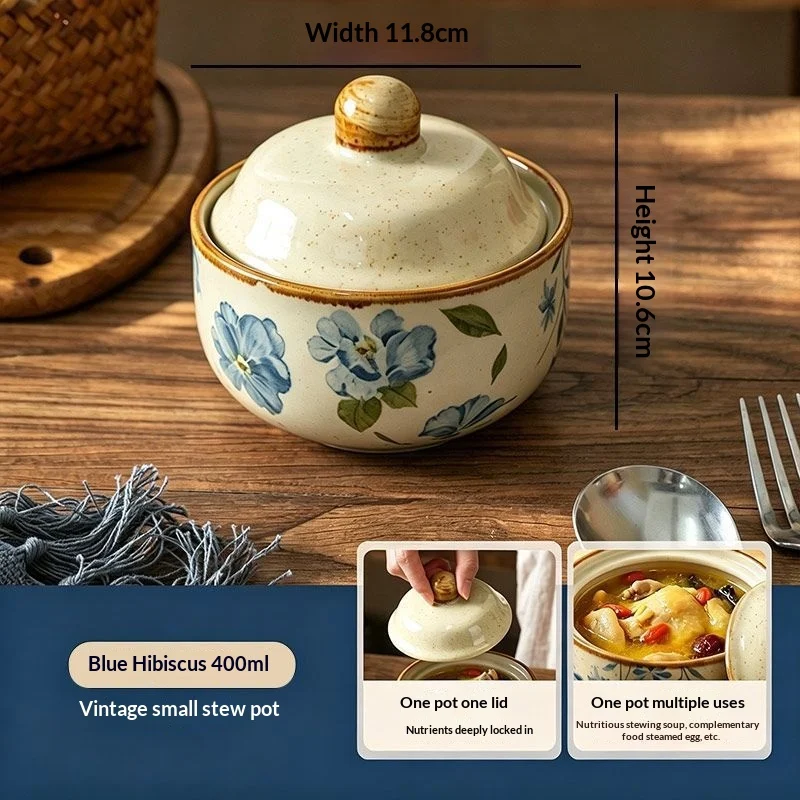 Stew Pot With Lid Soup For Water-bath Cooking Small Earthenware Casserole Home Use Bowl — image 4