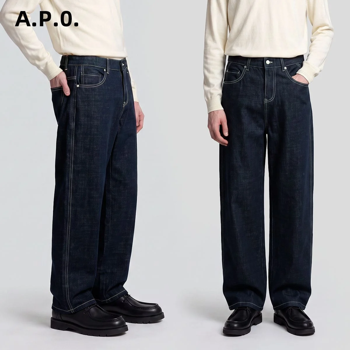 Straight-leg Avant-garde Fashion Trousers, Mens Loose-fit Denim Jeans — image 4