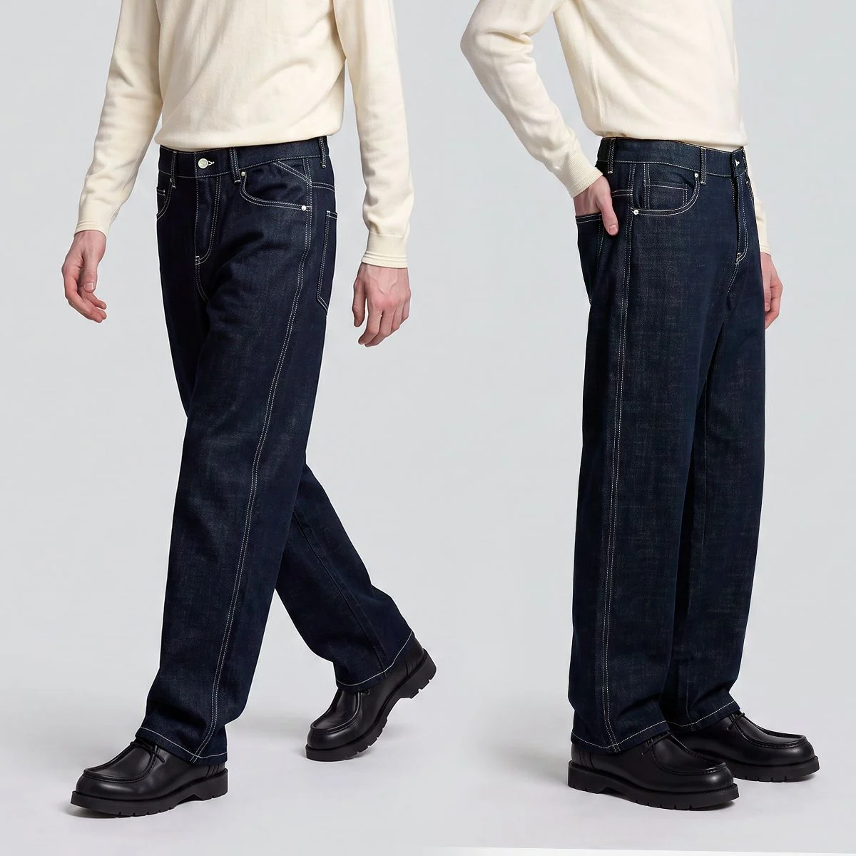 Straight-leg Avant-garde Fashion Trousers, Mens Loose-fit Denim Jeans — image 1