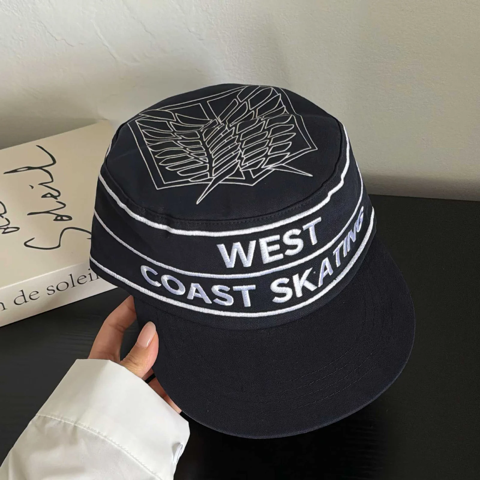 Street Hip-hop Style Letter Embroidery Flat Cap With Retro Color Contrast Stripes Cap,… — image 7
