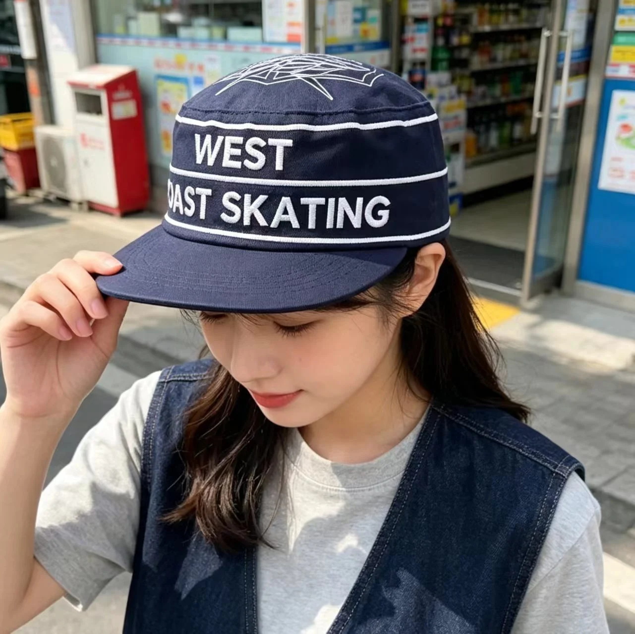 Street Hip-hop Style Letter Embroidery Flat Cap With Retro Color Contrast Stripes Cap,… — image 4