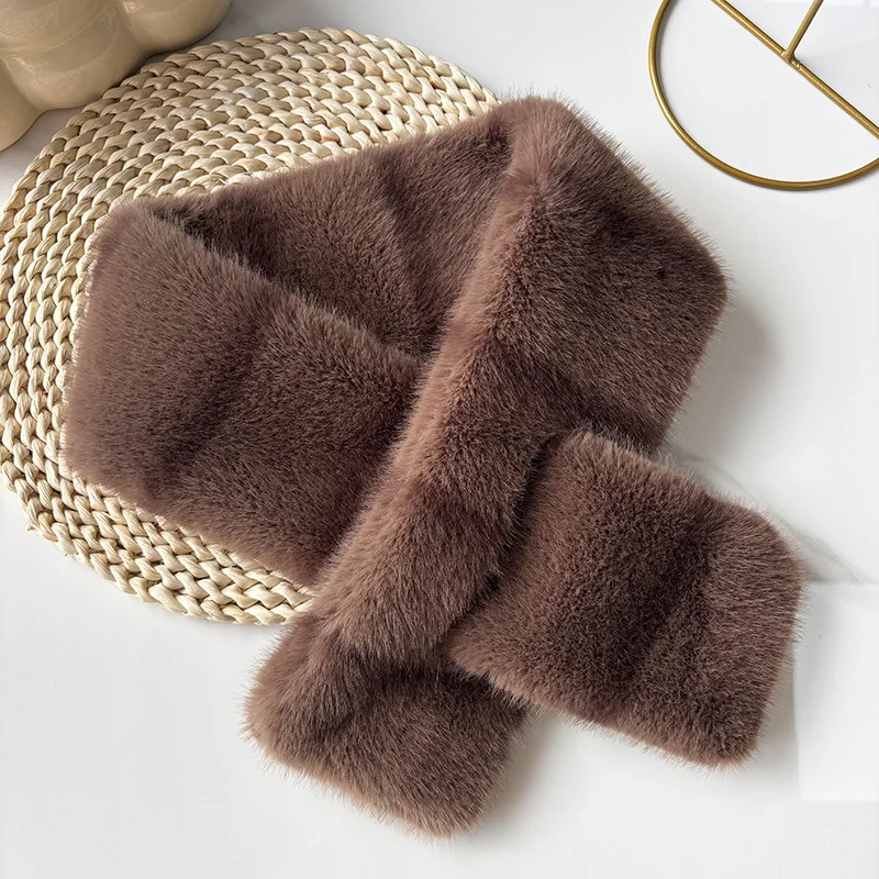 Striped Color Contrast Soft Plush Cross-hole Scarf With Retro And Sophisticated Style,… — image 8