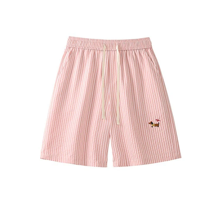 Striped Dachshund Casual Shorts For Men — image 3