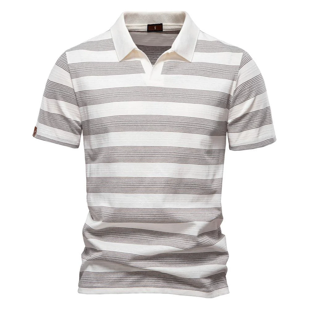 Striped Lapel Cotton Casual Short Sleeve — image 5