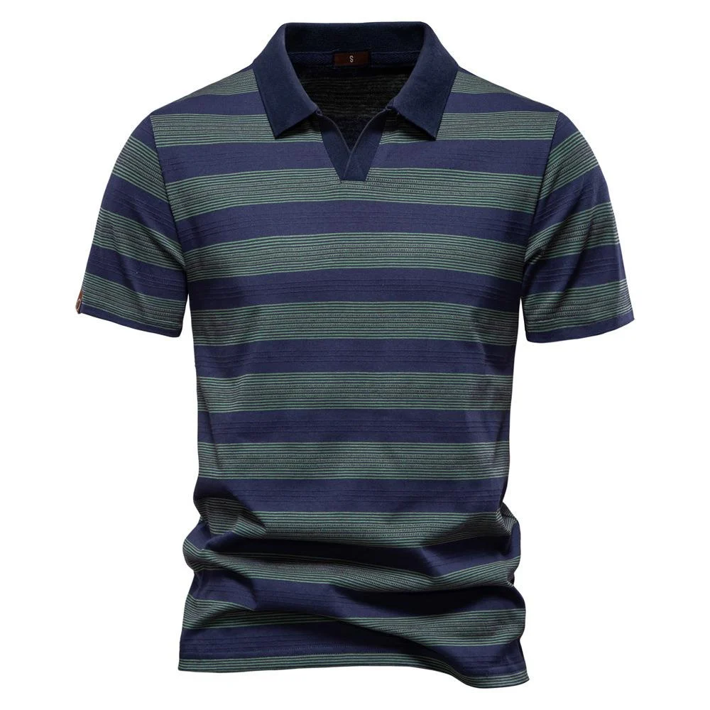 Striped Lapel Cotton Casual Short Sleeve — image 2