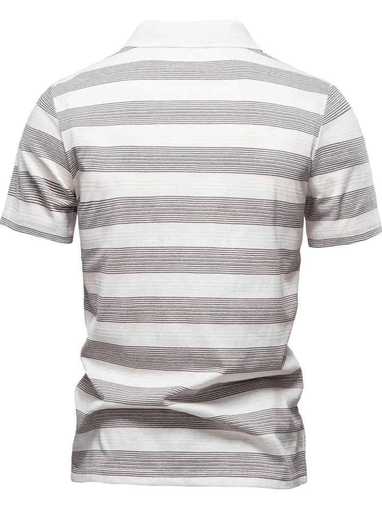 Striped Lapel Cotton Casual Short Sleeve — image 3