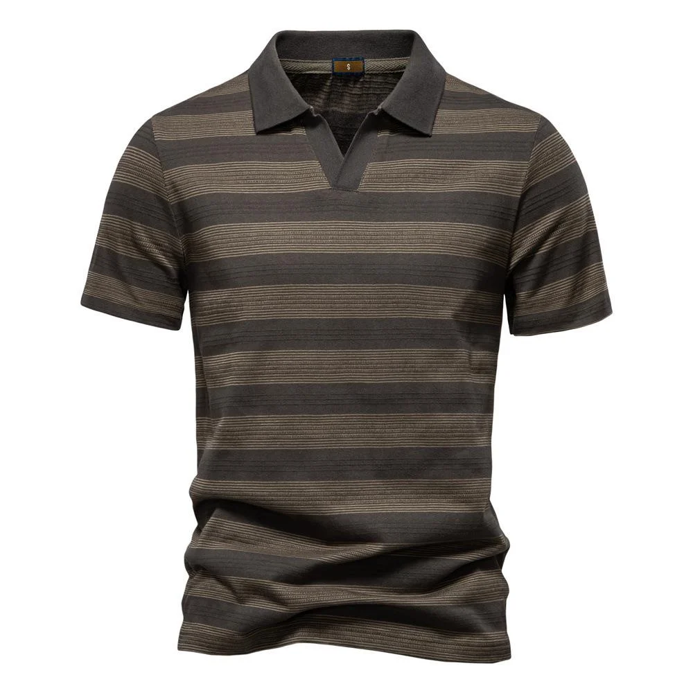 Striped Lapel Cotton Casual Short Sleeve — image 4