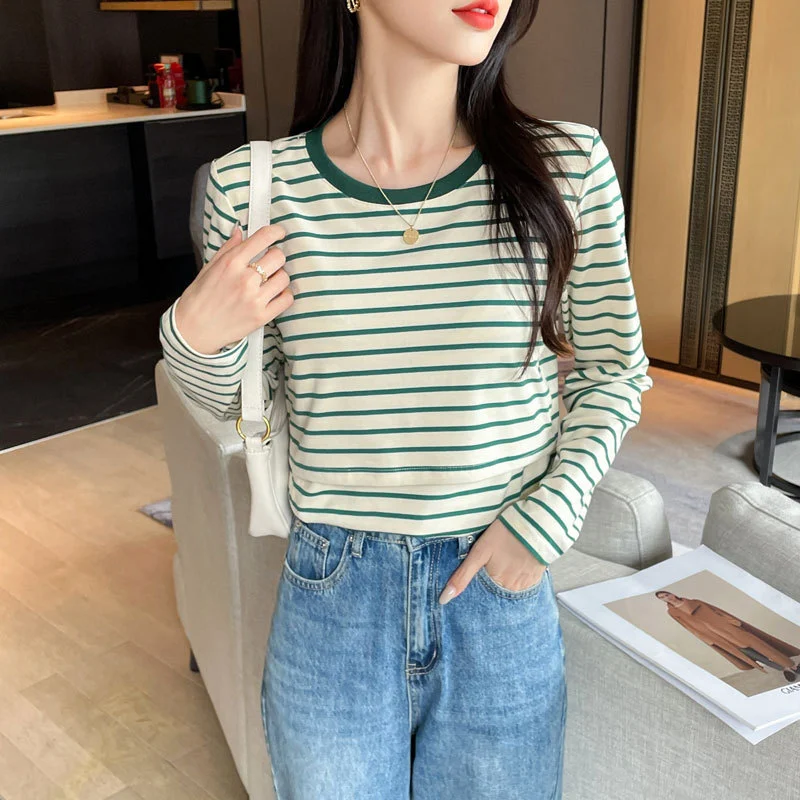 Striped Nursing Shirt Spring And Autumn Long Sleeve Clothes — image 6