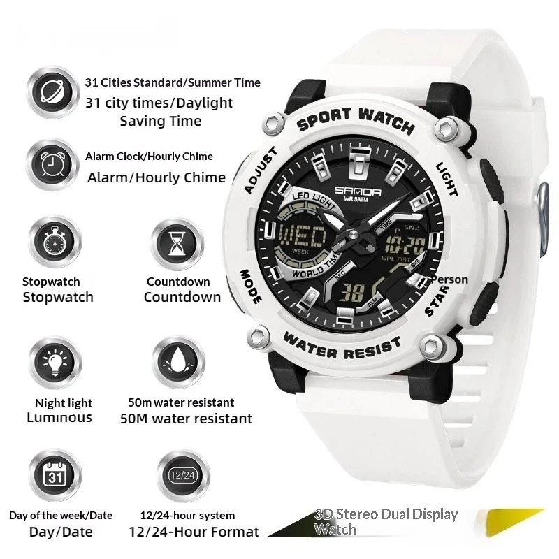 Students Dual-display Luminous Chronograph Watch For Hiking — variant image