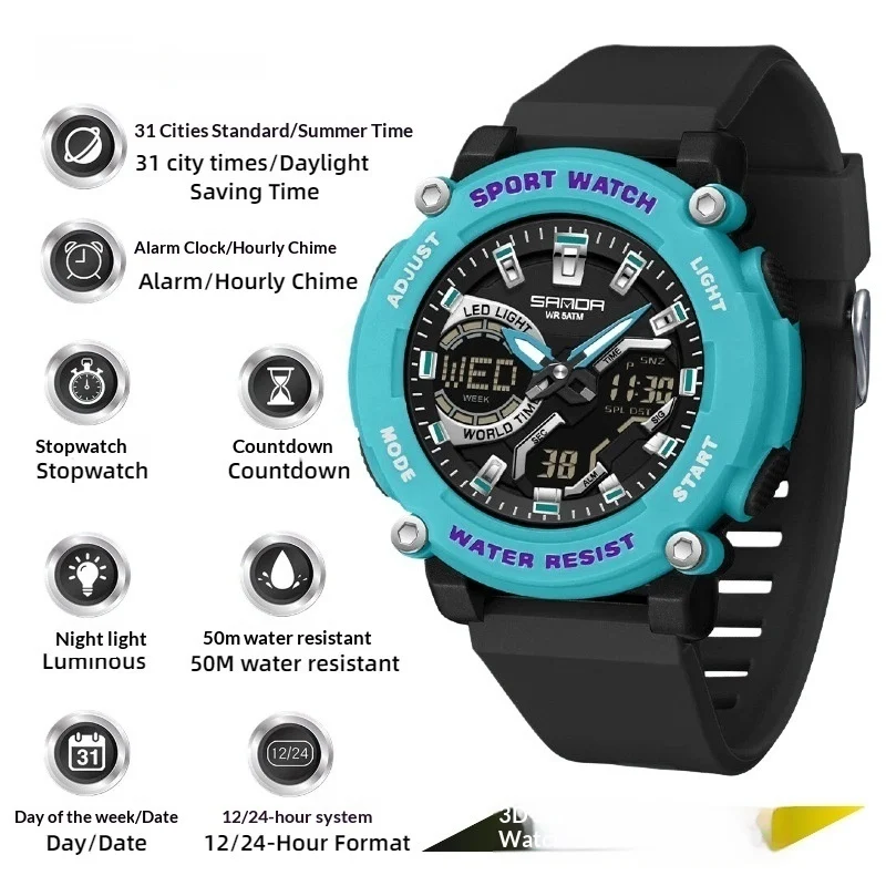 Students Dual-display Luminous Chronograph Watch For Hiking — image 8