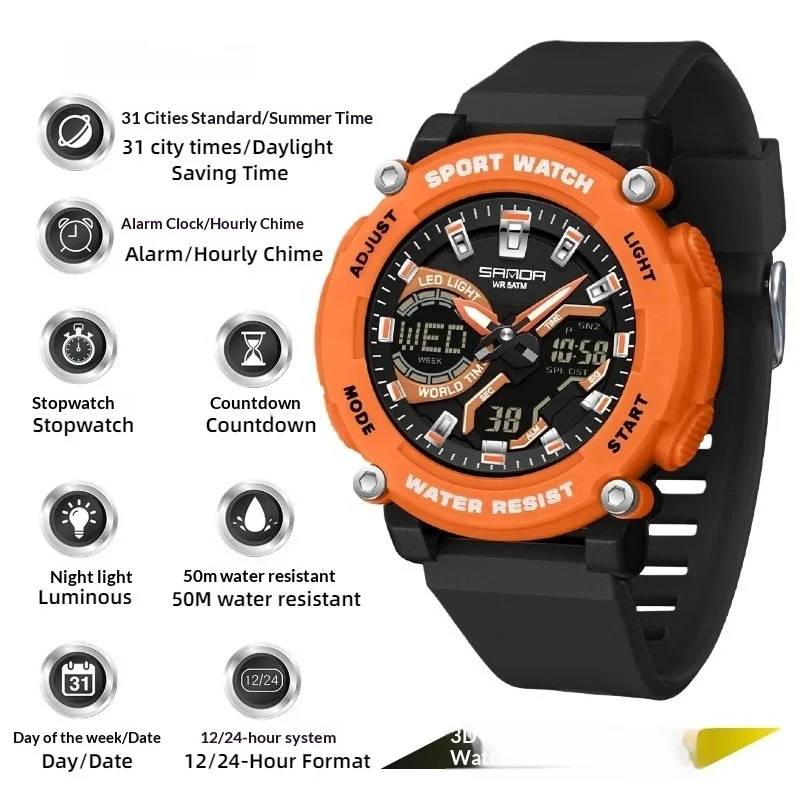 Students Dual-display Luminous Chronograph Watch For Hiking — image 3
