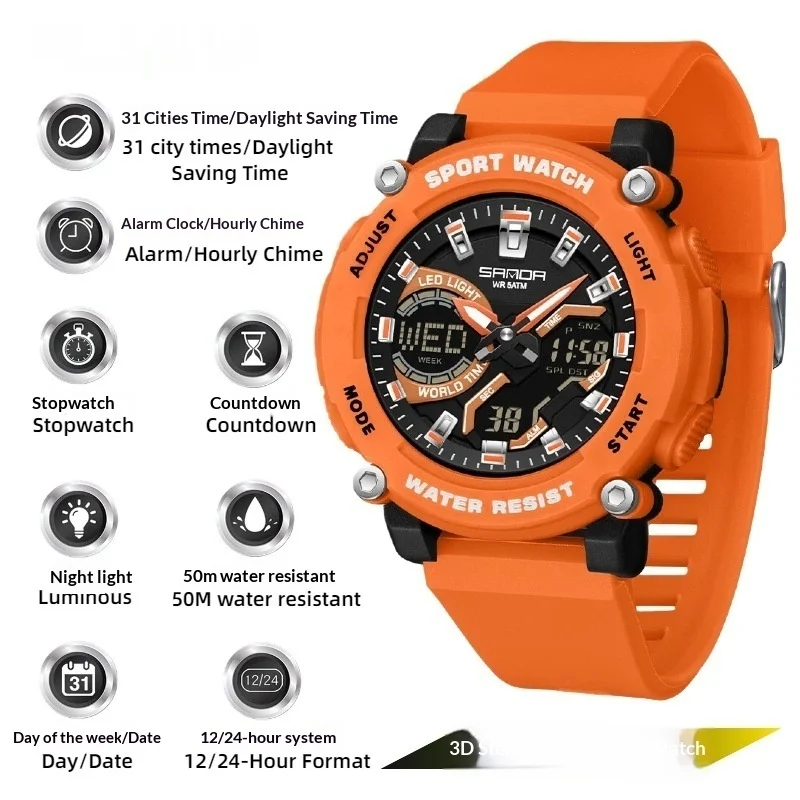 Students Dual-display Luminous Chronograph Watch For Hiking — image 7