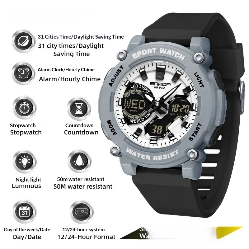 Students Dual-display Luminous Chronograph Watch For Hiking — image 6