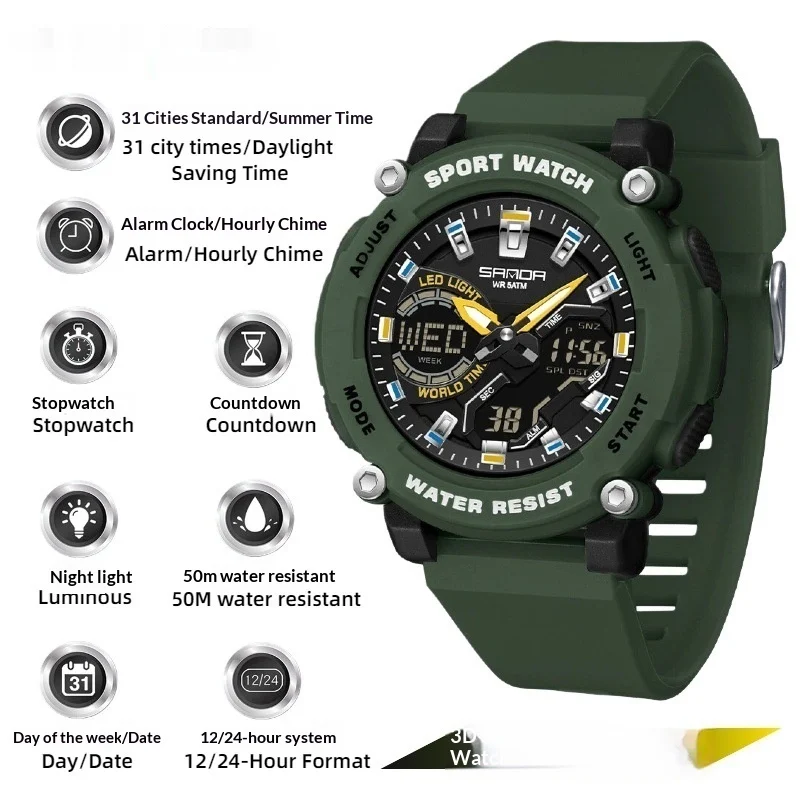 Students Dual-display Luminous Chronograph Watch For Hiking — variant image