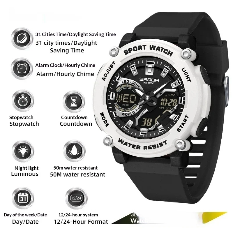 Students Dual-display Luminous Chronograph Watch For Hiking — image 5